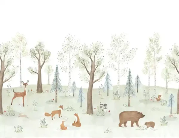 Papier peint panoramique ONCE UPON A TIME forest vert, l.400 x H.310 cm