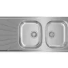 Evier à encastrer 2 bacs avec égouttoir, Inox lisse, ETOILE Gris