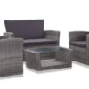 SALON JARDIN 4PL gris B3 Salon de jardin 4 pcs avec coussins Résine tressée Gris