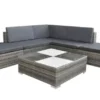 Salon de jardin avec coussins 6 pcs résine tressée gris