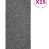 Tapis d'escalier antidérapants 15pcs 60x25cm Gris Rectangulaire