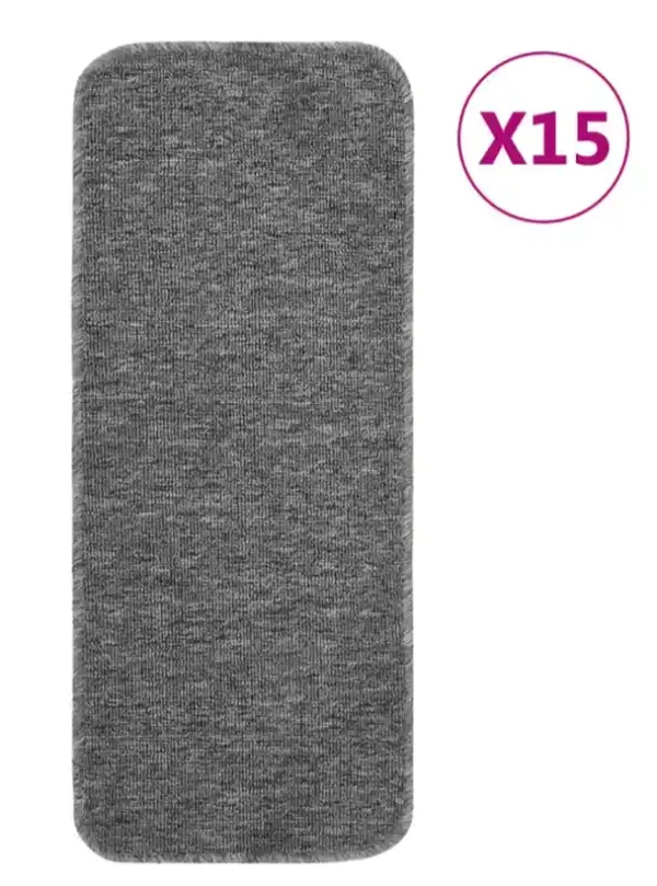 Tapis d'escalier antidérapants 15pcs 60x25cm Gris Rectangulaire