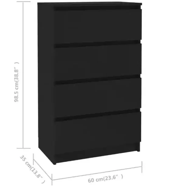 Buffet Noir 60x35x98,5 cm Bois d'ingénierie