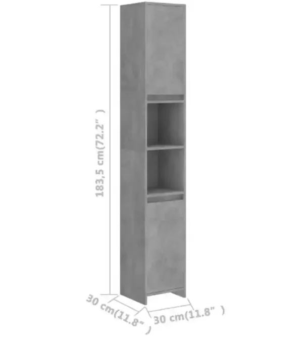 ARMOIRE SDB GRDE GRISE2 Armoire de salle de bain Gris béton Bois d'ingénierie