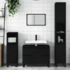 Armoire de salle de bain noir 80x33x60 cm bois d'ingénierie