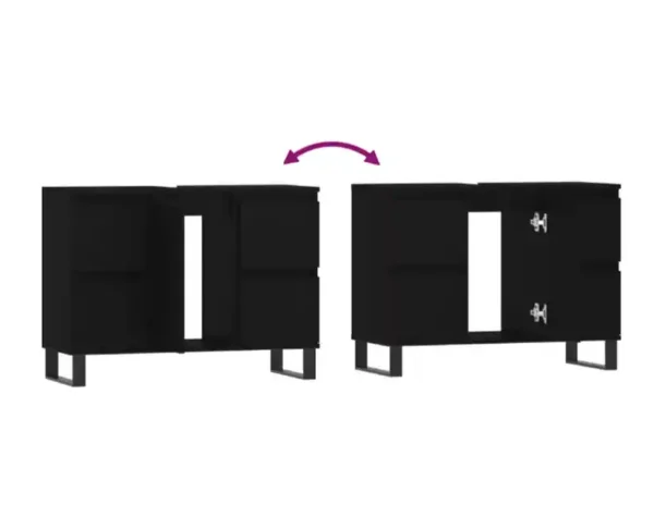 Armoire de salle de bain noir 80x33x60 cm bois d'ingénierie