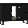 Armoire de salle de bain noir 80x33x60 cm bois d'ingénierie