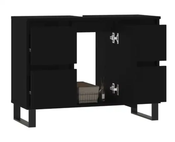 Armoire de salle de bain noir 80x33x60 cm bois d'ingénierie