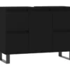 Armoire de salle de bain noir 80x33x60 cm bois d'ingénierie