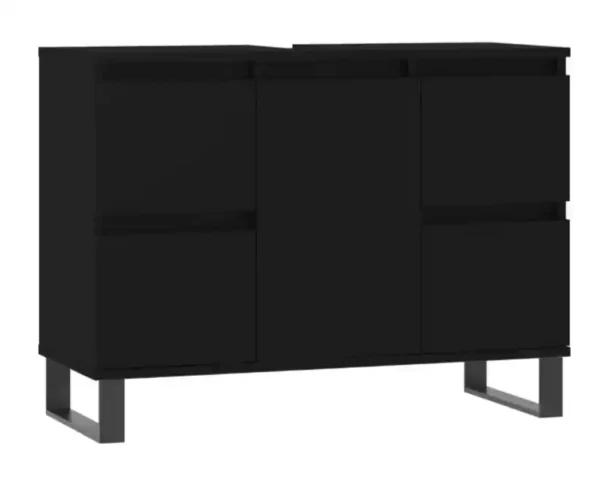 Armoire de salle de bain noir 80x33x60 cm bois d'ingénierie
