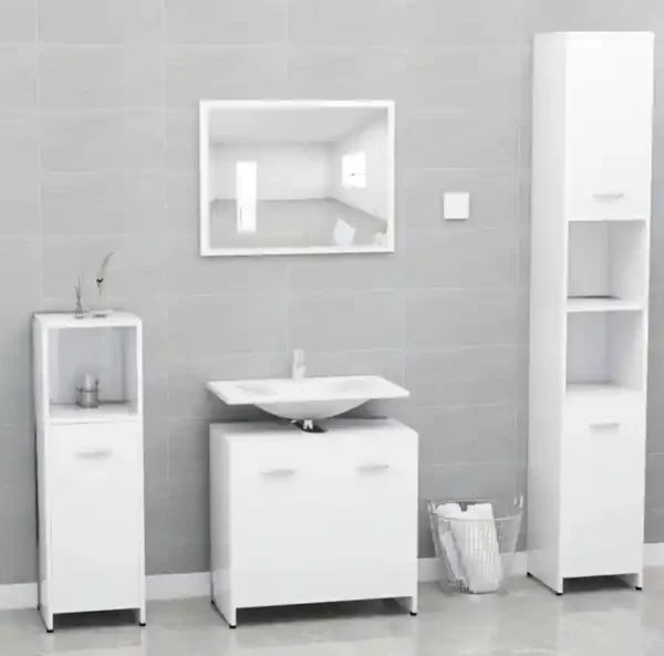 Ensemble de meubles de salle de bain Blanc Bois d'ingénierie