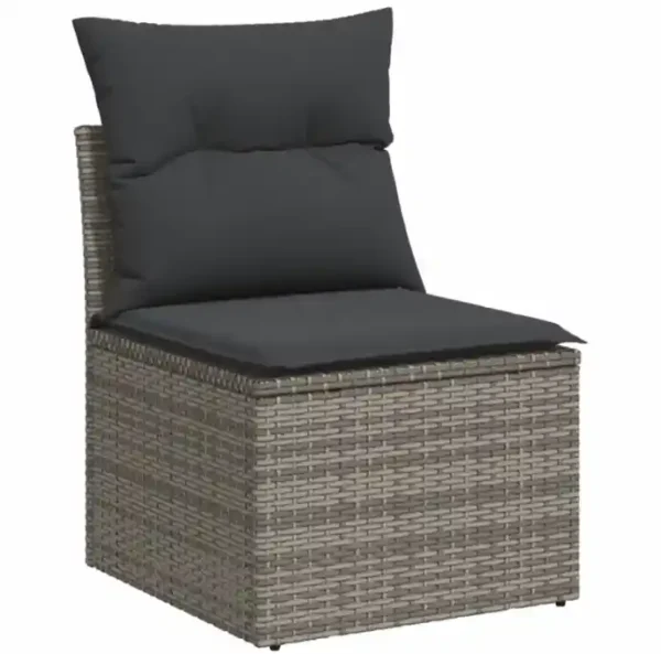 canapérotin4 Canapé de jardin sans accoudoirs coussins gris résine tressée