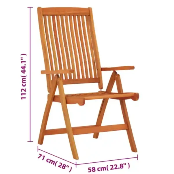 Chaises de jardin pliables lot de 2 Bois d'eucalyptus massif