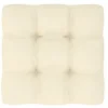 Canapé d'angle de jardin avec coussins crème Bois de pin massif