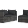 Salon Rattan5 Salon de jardin 3 pcs avec coussins Gris Résine tressée