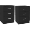 chevet noir2 Tables de chevet 2 pcs Noir 38x35x56 cm Bois d'ingénierie