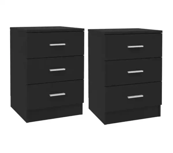 chevet noir2 Tables de chevet 2 pcs Noir 38x35x56 cm Bois d'ingénierie