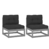 Canapés centraux de jardin coussins 2pcs Gris Bois de pin massif
