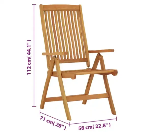 Chaises de jardin pliables lot de 2 Bois d'eucalyptus massif