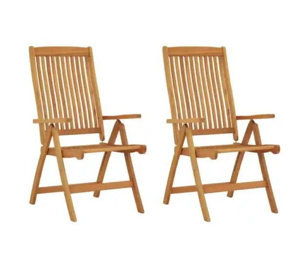Chaises de jardin pliables lot de 2 Bois d'eucalyptus massif