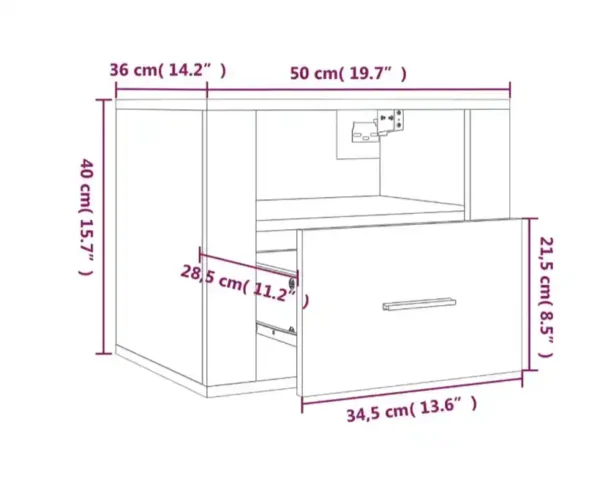 Tables de chevet murales 2 pcs Noir 50x36x40 cm