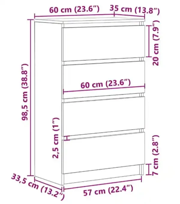 Buffet Blanc 60x35x98,5 cm Bois d'ingénierie