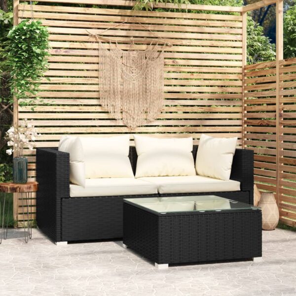 image_1_317488 Salon de jardin 3 pcs avec coussins Noir Résine tressée