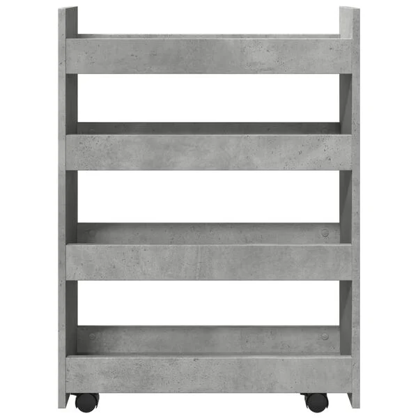 Chariot de rangement étroit 4 niveaux gris béton