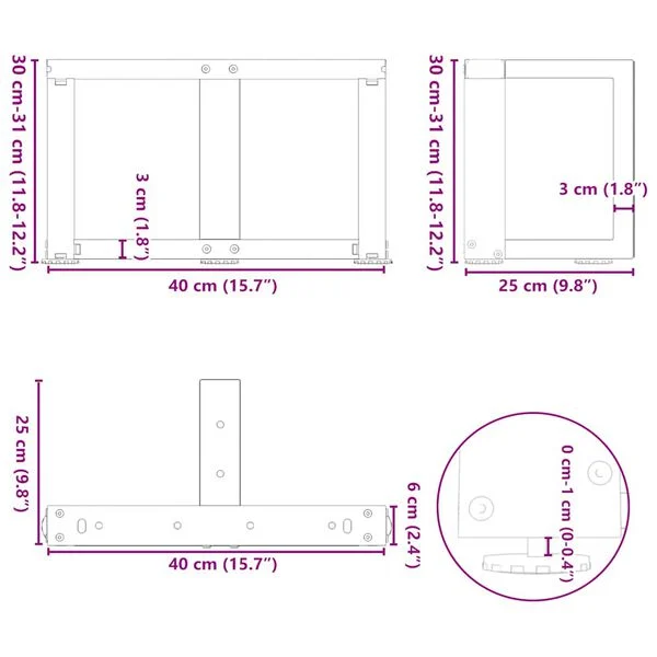 image_10_4013004 Pieds de table basse en T, 2 pièces, noir, 40 x 25 x (30-31) cm, acier