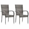 image_2_46464 Chaises empilables d'extérieur lot de 2 Gris Résine tressée