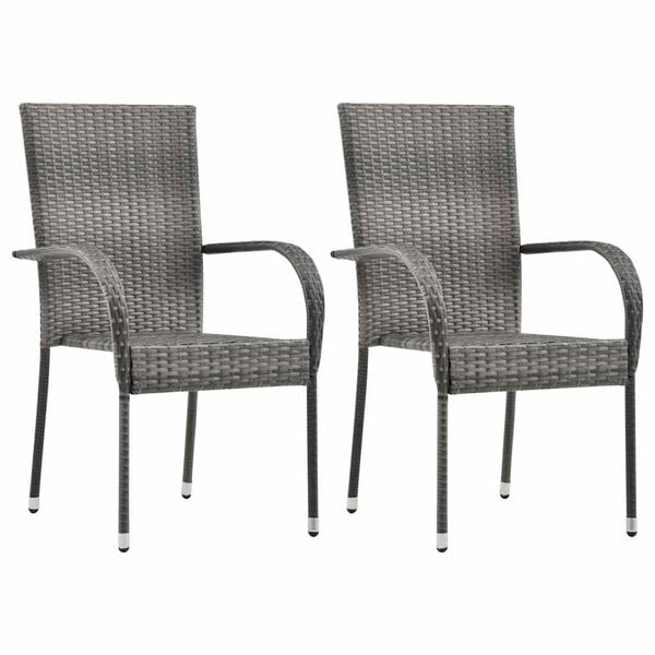 image_2_46464 Chaises empilables d'extérieur lot de 2 Gris Résine tressée