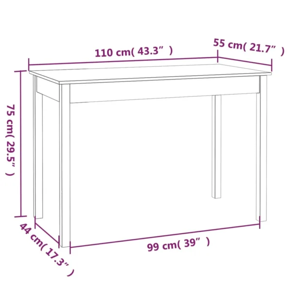 image_8_814250 Table à manger Blanc 110x55x75 cm Bois massif de pin