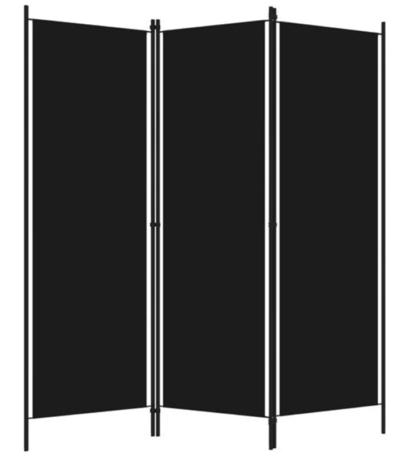 Cloison de séparation 3 panneaux Noir 150x180 cm
