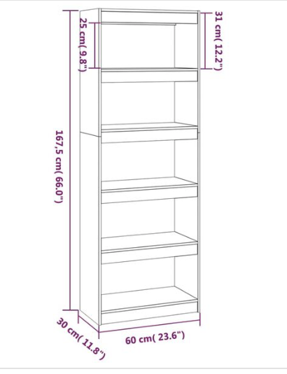 Bibliothèque/Séparateur de pièce 60x30x167,5 cm pin massif