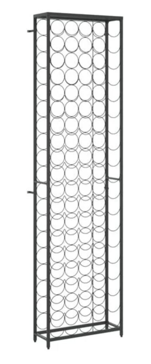Casier à bouteilles de 95 bouteilles noir 54x18x200cm fer forgé
