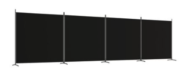 Cloison de séparation 4 panneaux Noir 698x180 cm Tissu