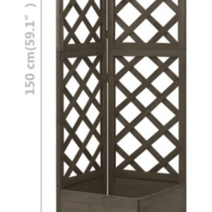 Jardinière d'angle en treillis Gris 40x40x150 cm Bois de sapin